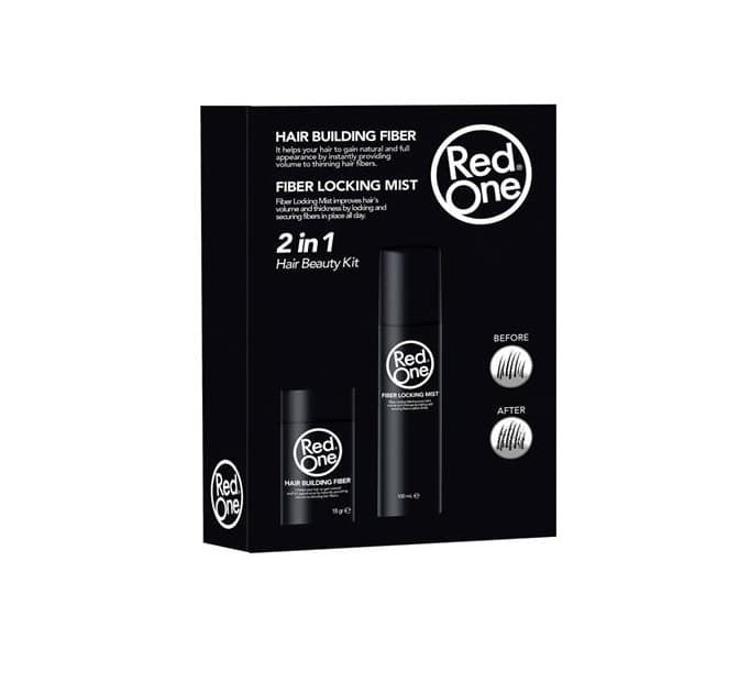 Red One Hair Building Fiber Dark Brown Fibra capilar negra con sellador - Imagen 1